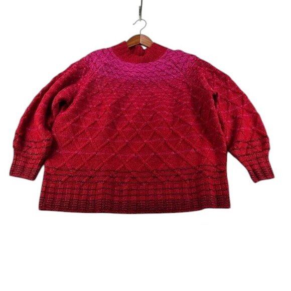 Lane Bryant Sweater Pink Red Colorblock Women's Size 22/24 Plus Size NWT - Picture 1 of 6
